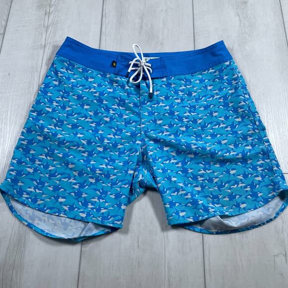 Chubbies Men's 30 Blue 6" Board Shorts Orca Killer Whale Allover Print Unlined - Picture 1 of 8